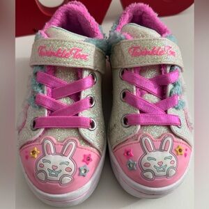 Skechers Twinkle Toes Pink and Silver Kids Sneakers